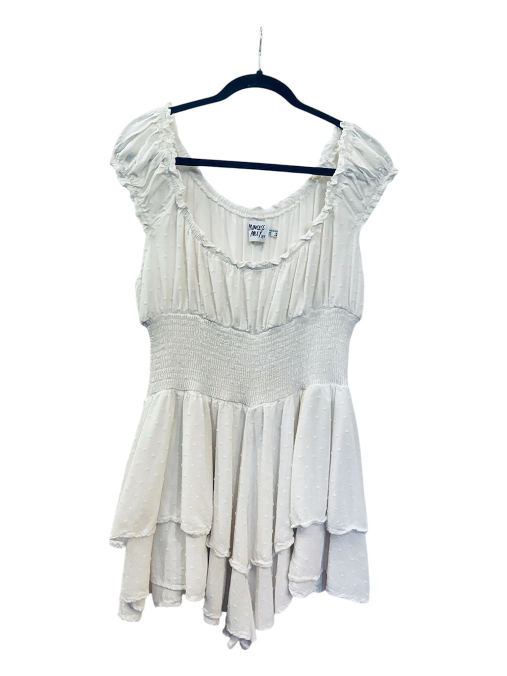 Princess Polly White Swiss Dot Ruffle Romper Size 16